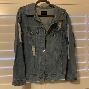 Denim jacket with distress